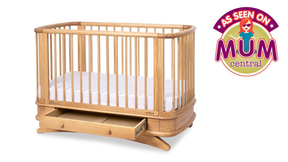 The GroTime Kingsley Cot in Natural as seen on Mum Central.