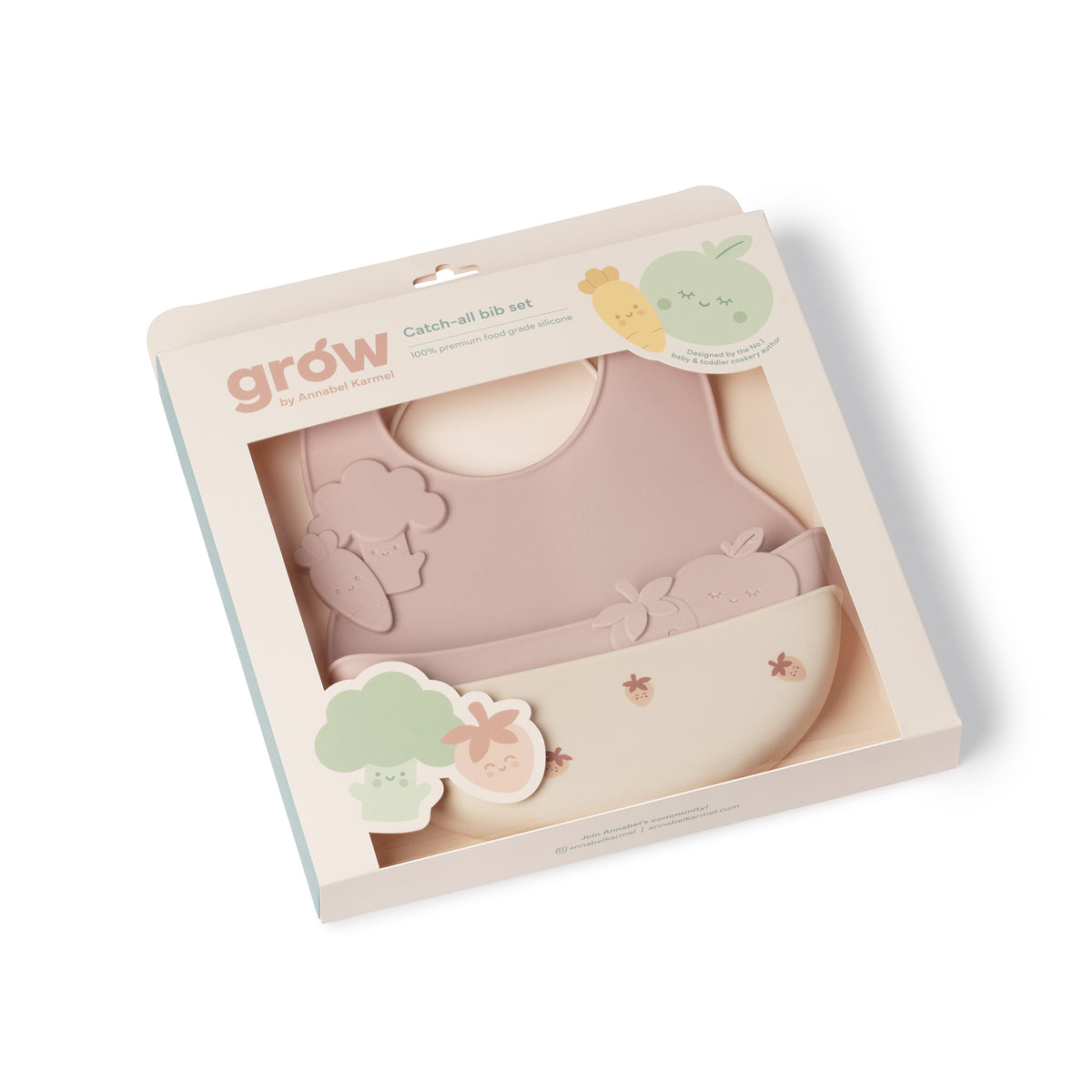 Silicone Catch-all Bib Set - Blushberry & Warm Stone