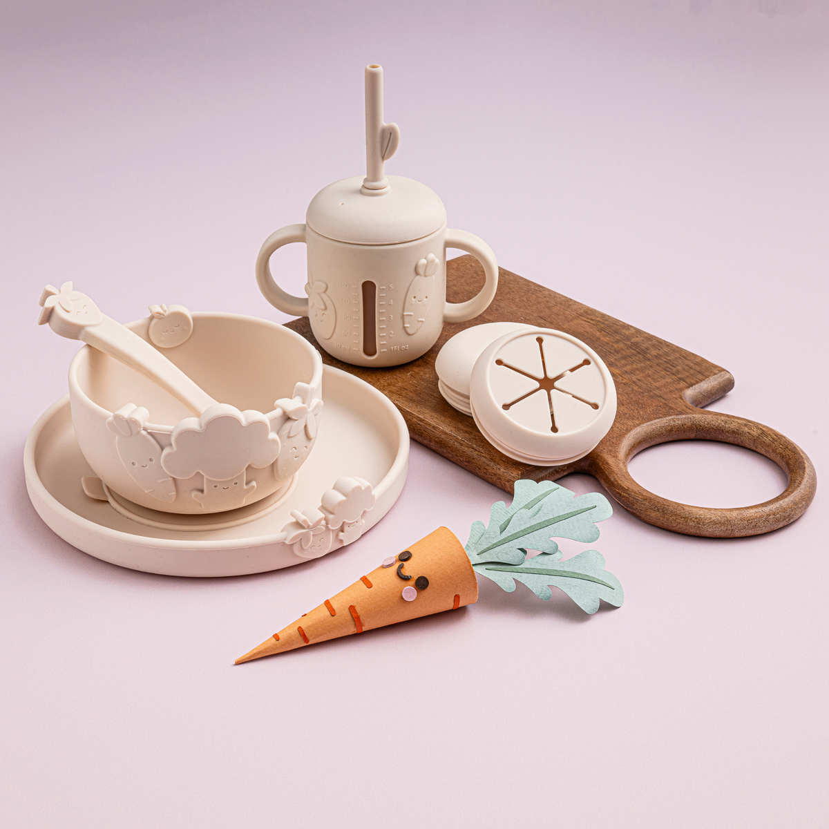 Silicone Mealtime Gift Set – Warm Stone