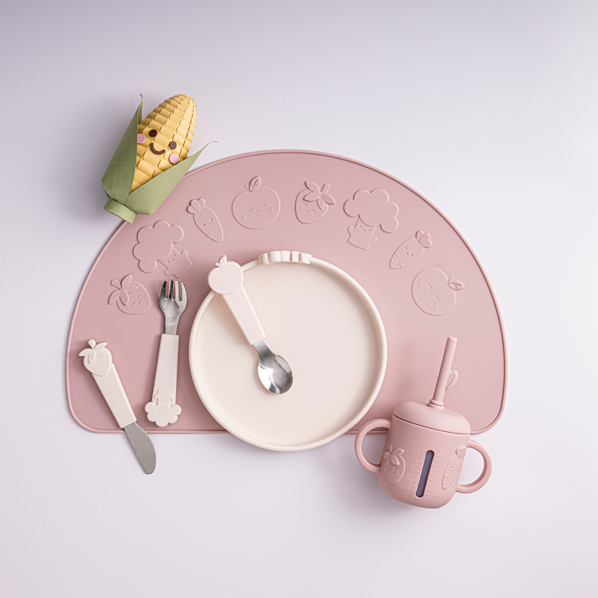 Silicone Cutlery Set - Warm Stone