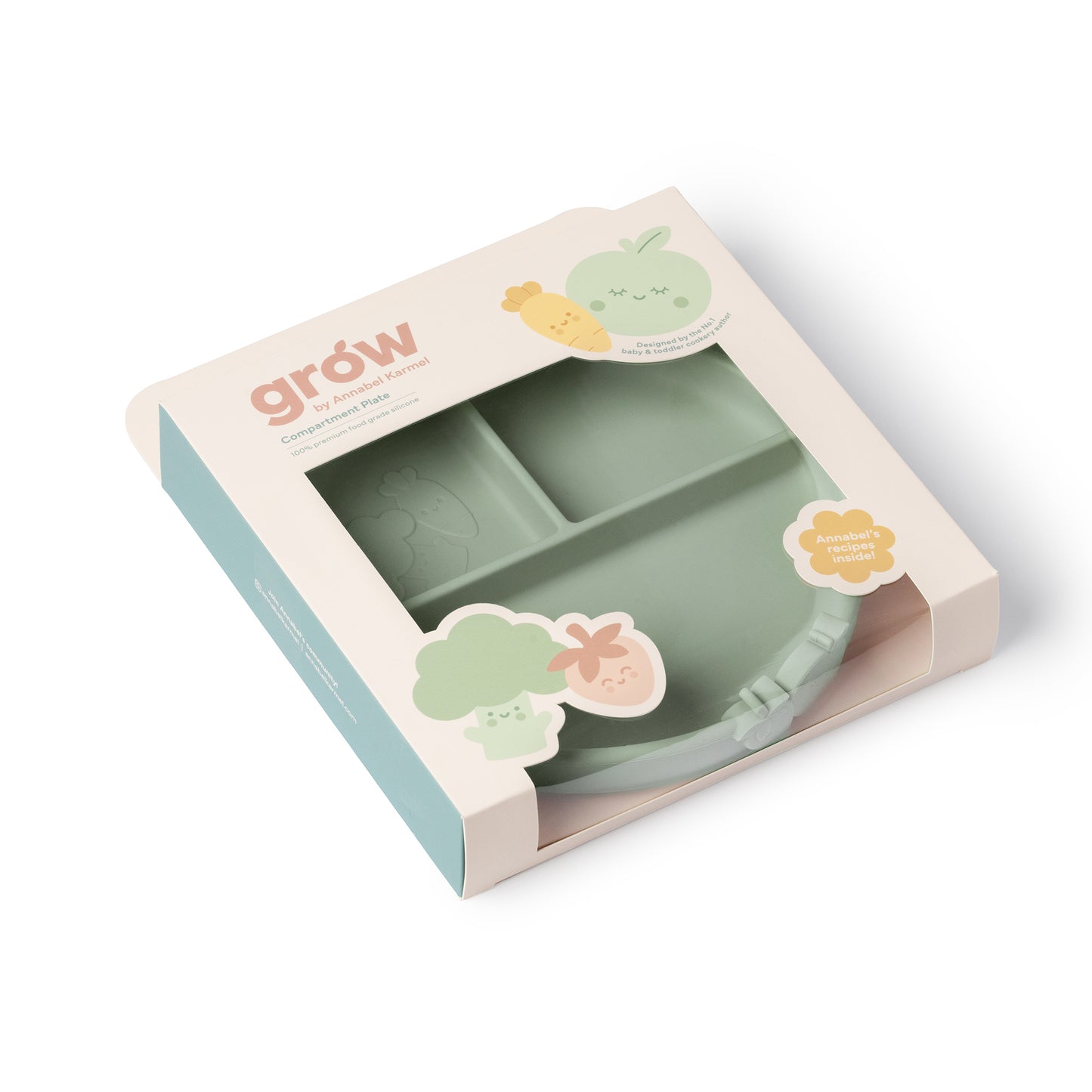 Silicone Compartment Plate Soft Sage