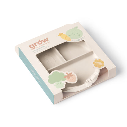 Silicone Compartment Plate Warm Stone