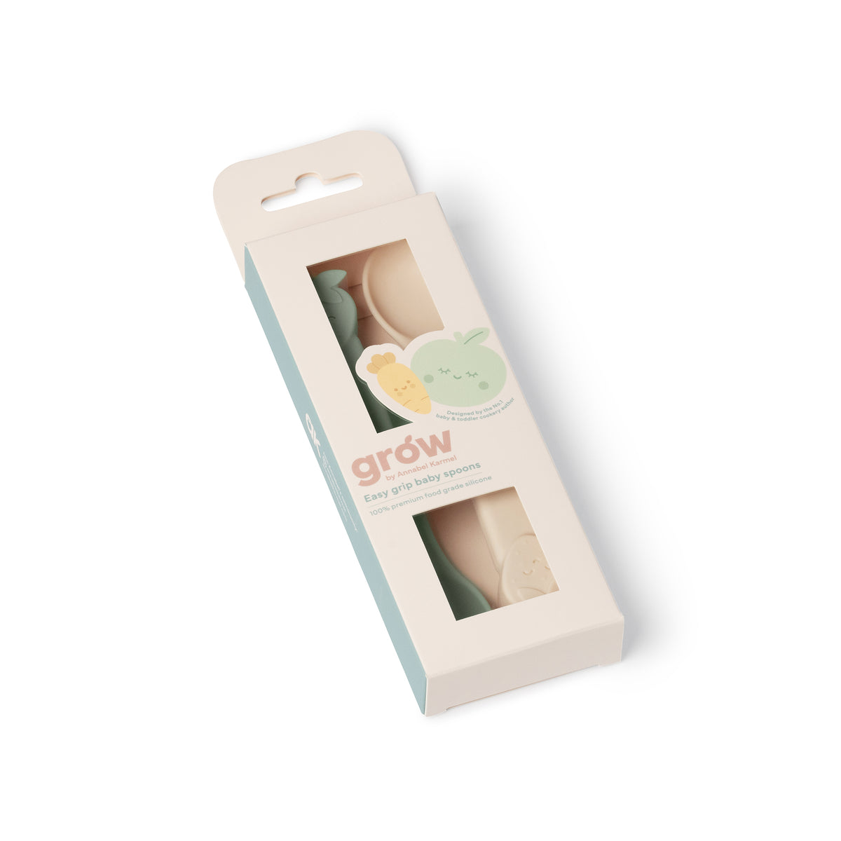 Silicone Easy Grip Baby Spoons - Soft Sage & Warm Stone