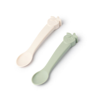 Silicone Easy Grip Baby Spoons - Soft Sage & Warm Stone