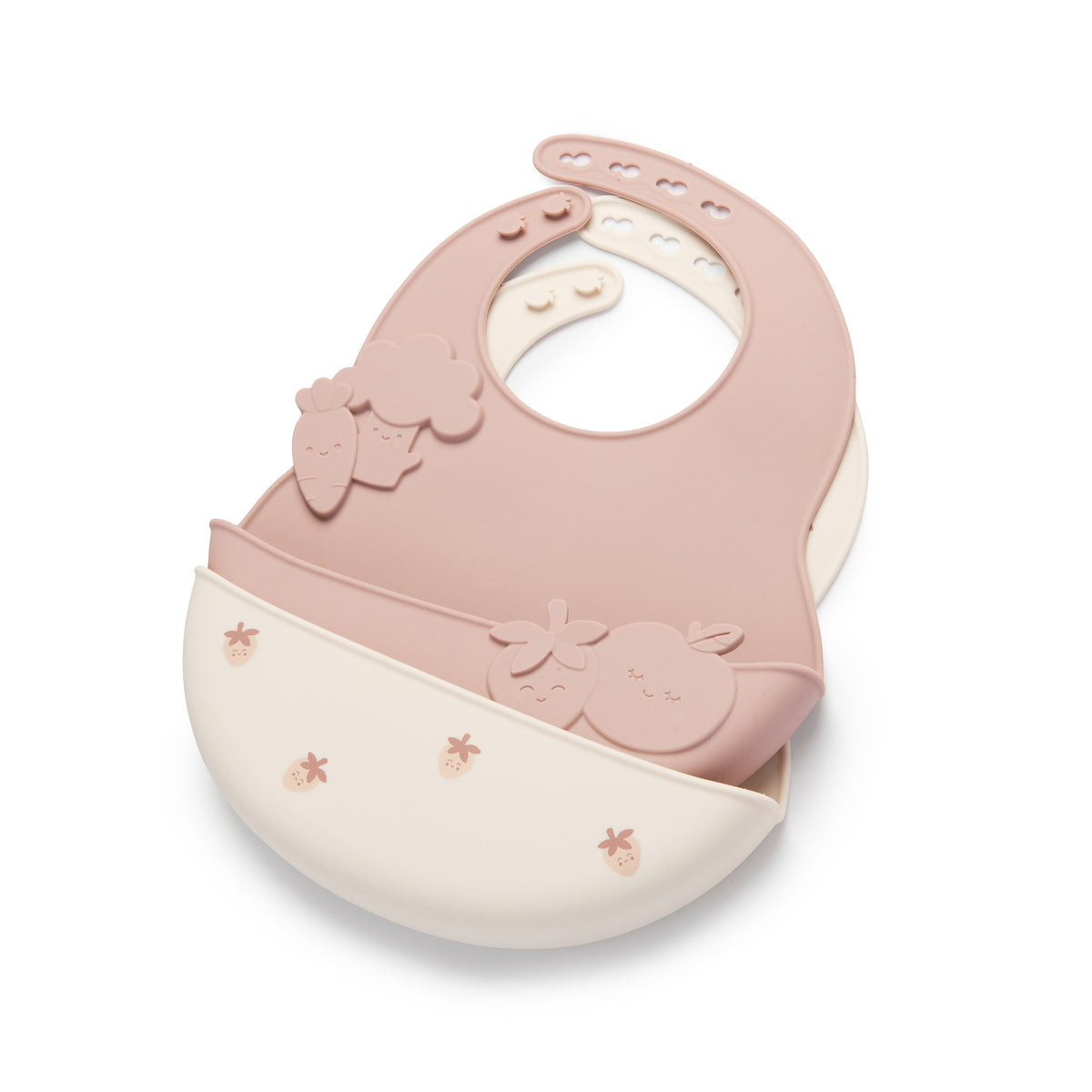 Silicone Catch-all Bib Set - Blushberry & Warm Stone
