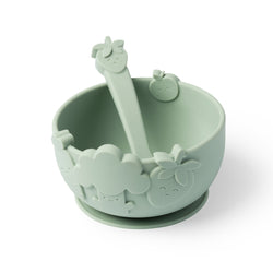 Silicone Suction Bowl & Spoon Set Soft Sage