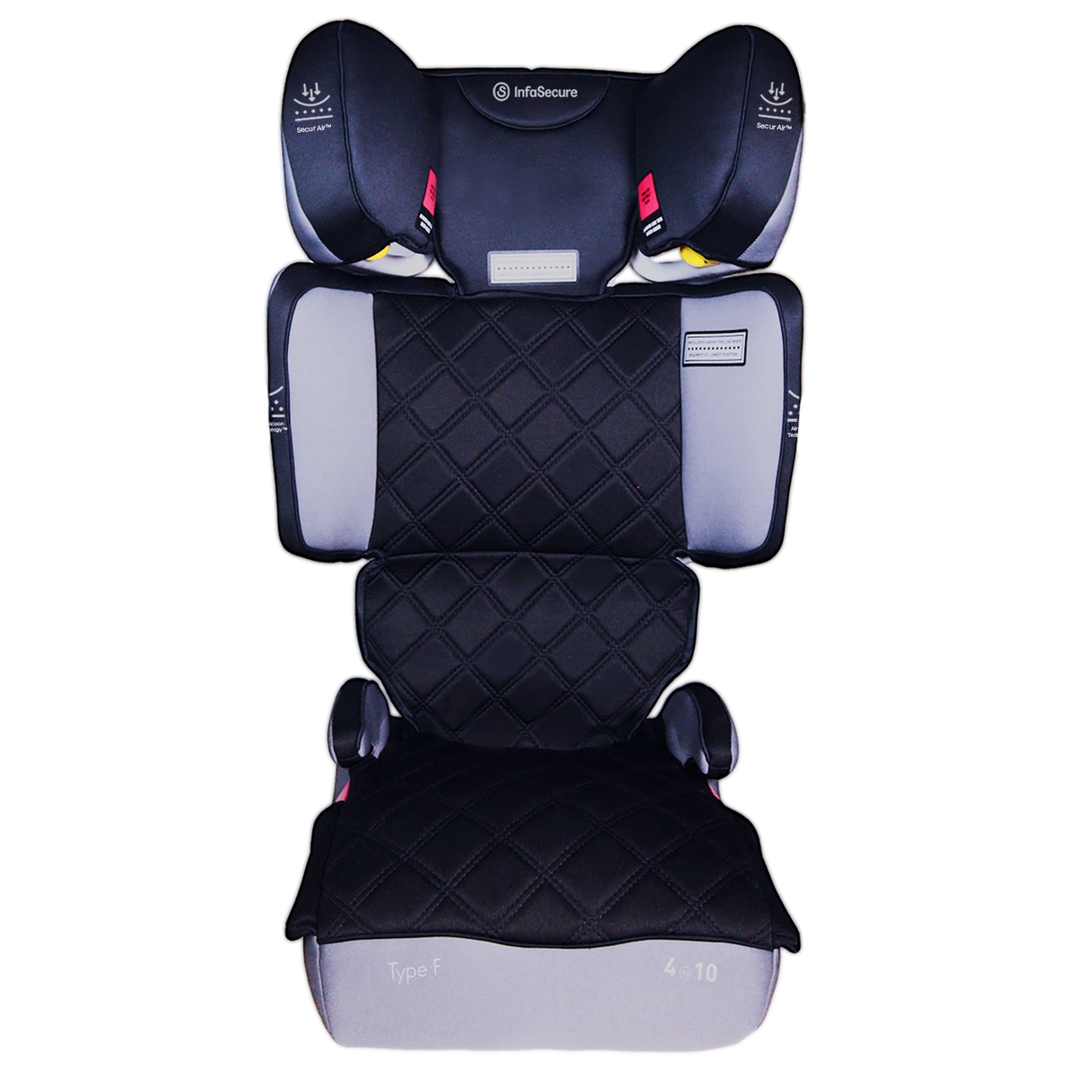 InfaSecure Acclaim Premium booster seat in night, shown from the front