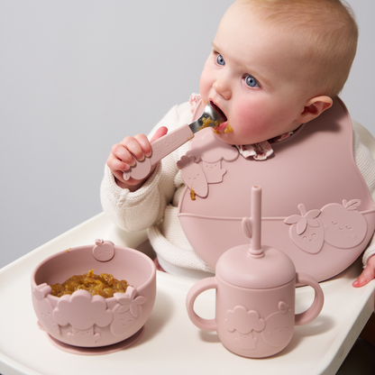 Silicone Suction Bowl & Spoon Set Blushberry