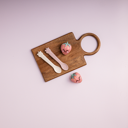 Silicone Easy Grip Baby Spoons - Blushberry & Warm Stone
