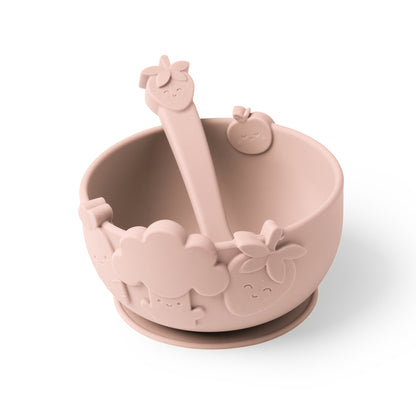 Silicone Suction Bowl & Spoon Set Blushberry
