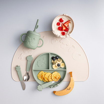 Silicone Compartment Plate Soft Sage