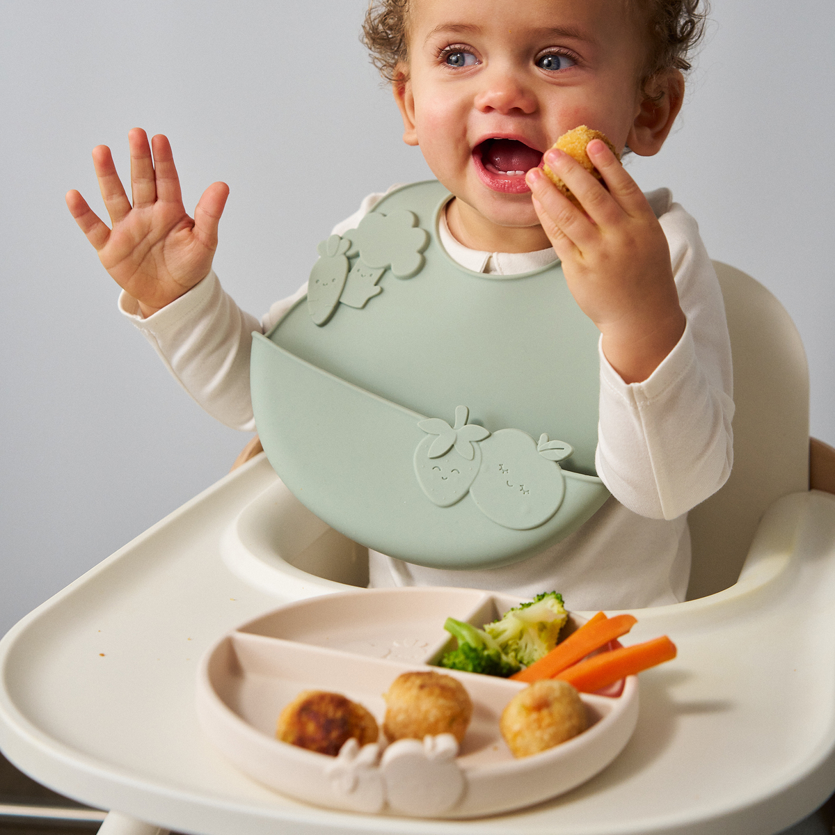 Silicone Compartment Plate Warm Stone