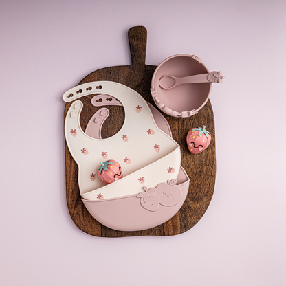 Silicone Catch-all Bib Set - Blushberry & Warm Stone